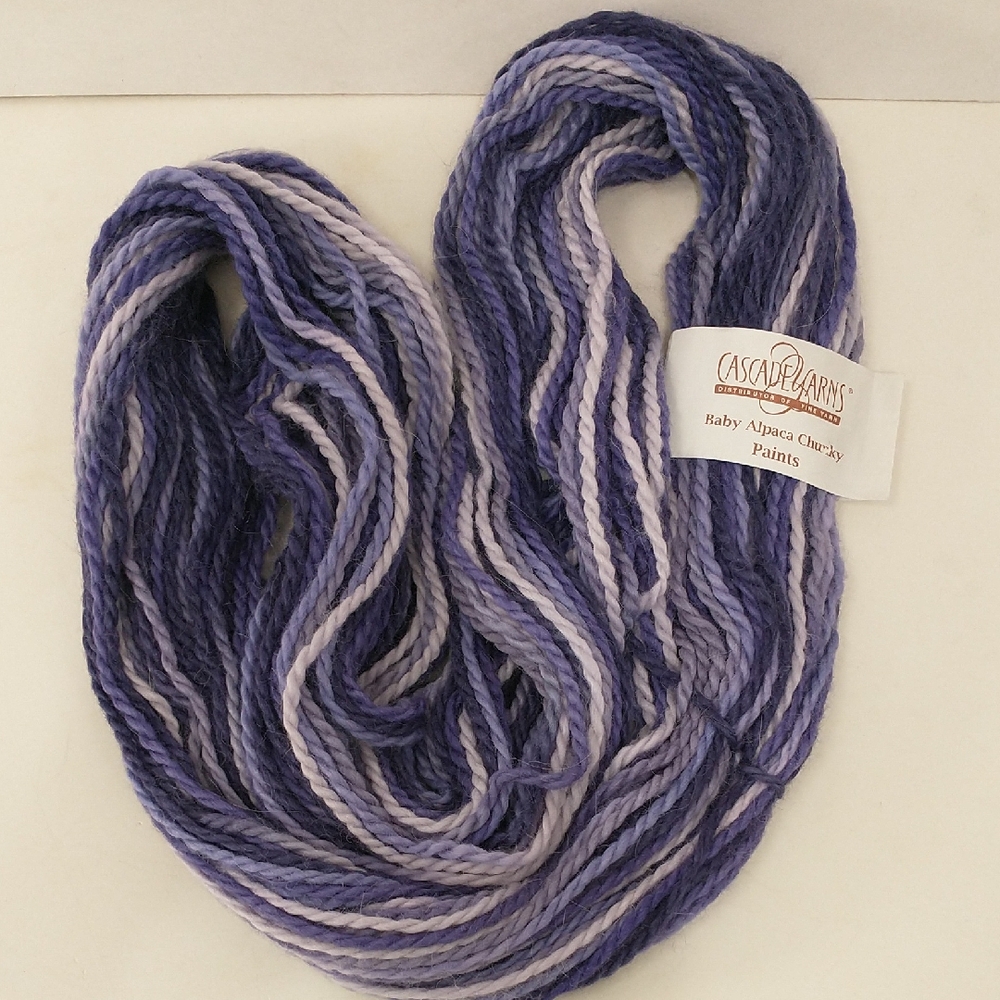 Baby Alpaca Yarn Purple Chunky Hand-painted Cascade Yarns Paints 108 Yard Peru